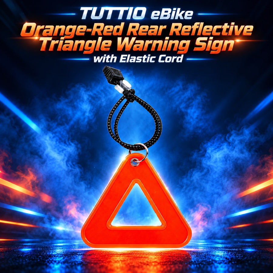TUTTIO eBike Orange-Red Rear Reflective Triangle Warning Sign with Elastic Cord