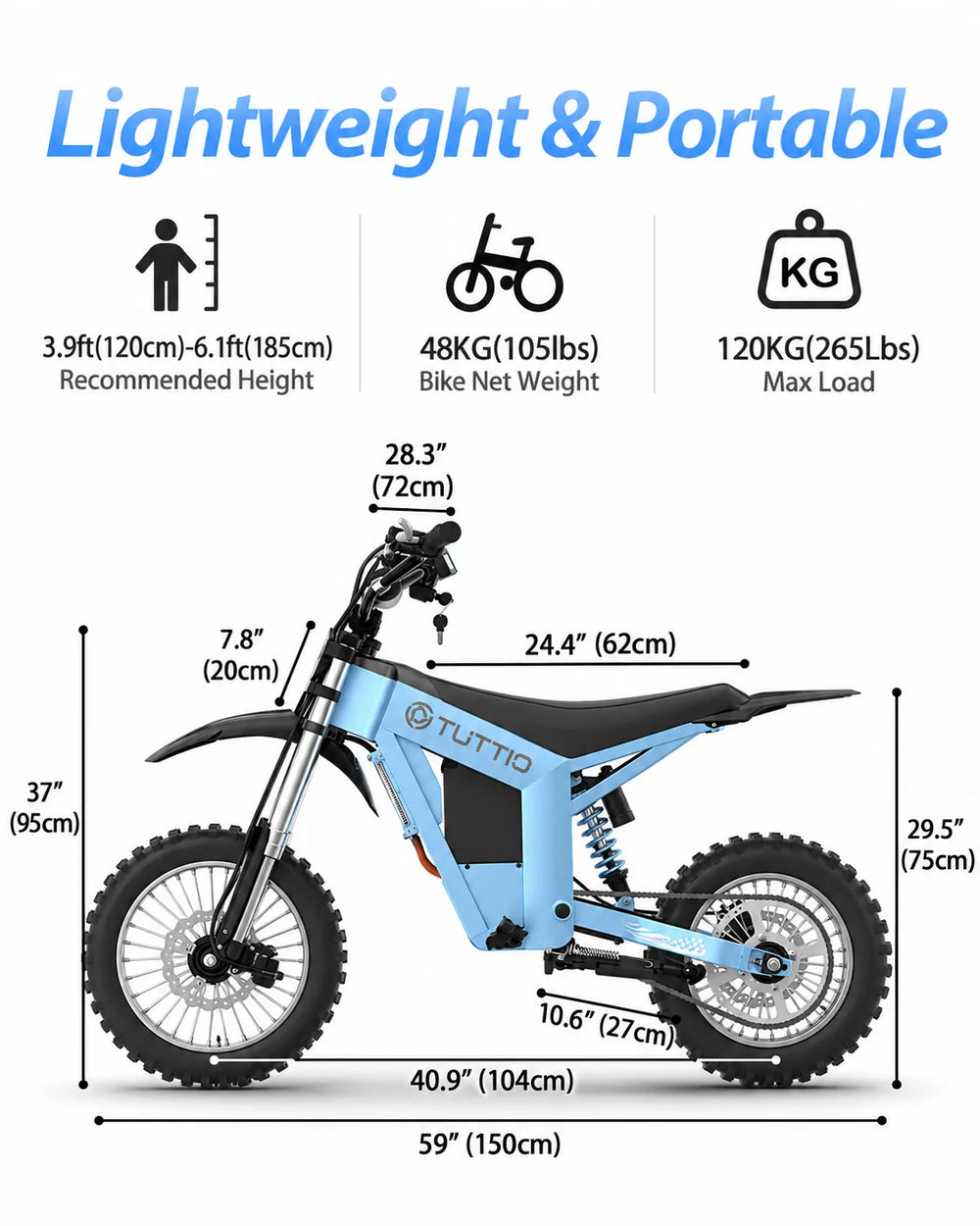 Soleil01 GB Pro electric dirt bike geometry and dimensions