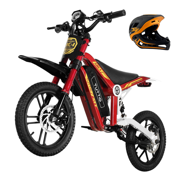 mini electric dirt bike with helmet