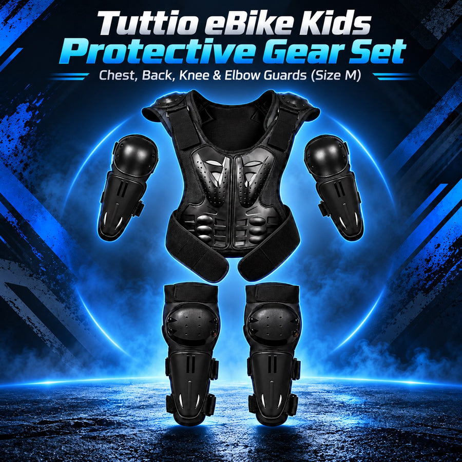 Tuttio eBike Kids Protective Gear Set – Chest, Back, Knee & Elbow Guards (Size M)