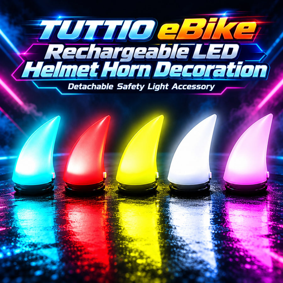 TUTTIO eBike Rechargeable LED Helmet Horn Decoration – Detachable Safety Light Accessory